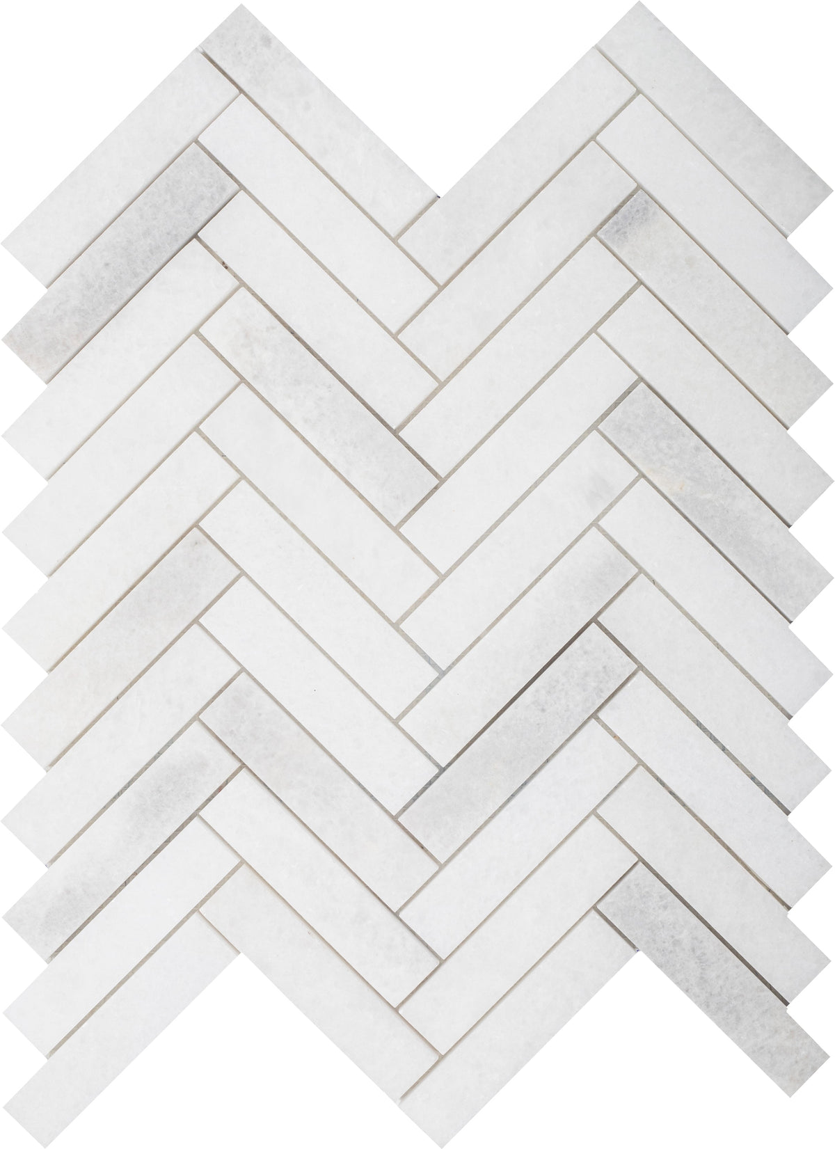 Biarritz White Herringbone 2.5 x 10 cm Honed Mosaic 