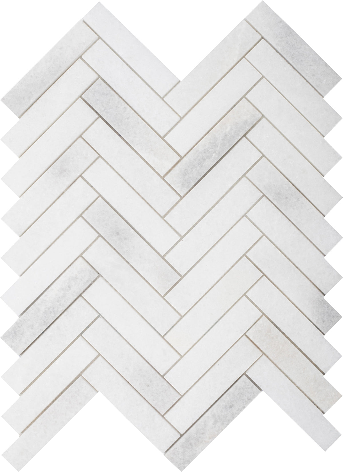 Biarritz White Herringbone 2.5 x 10 cm Honed Mosaic 