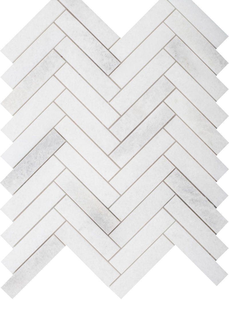 Biarritz White Herringbone 2.5 x 10 cm Honed Mosaic