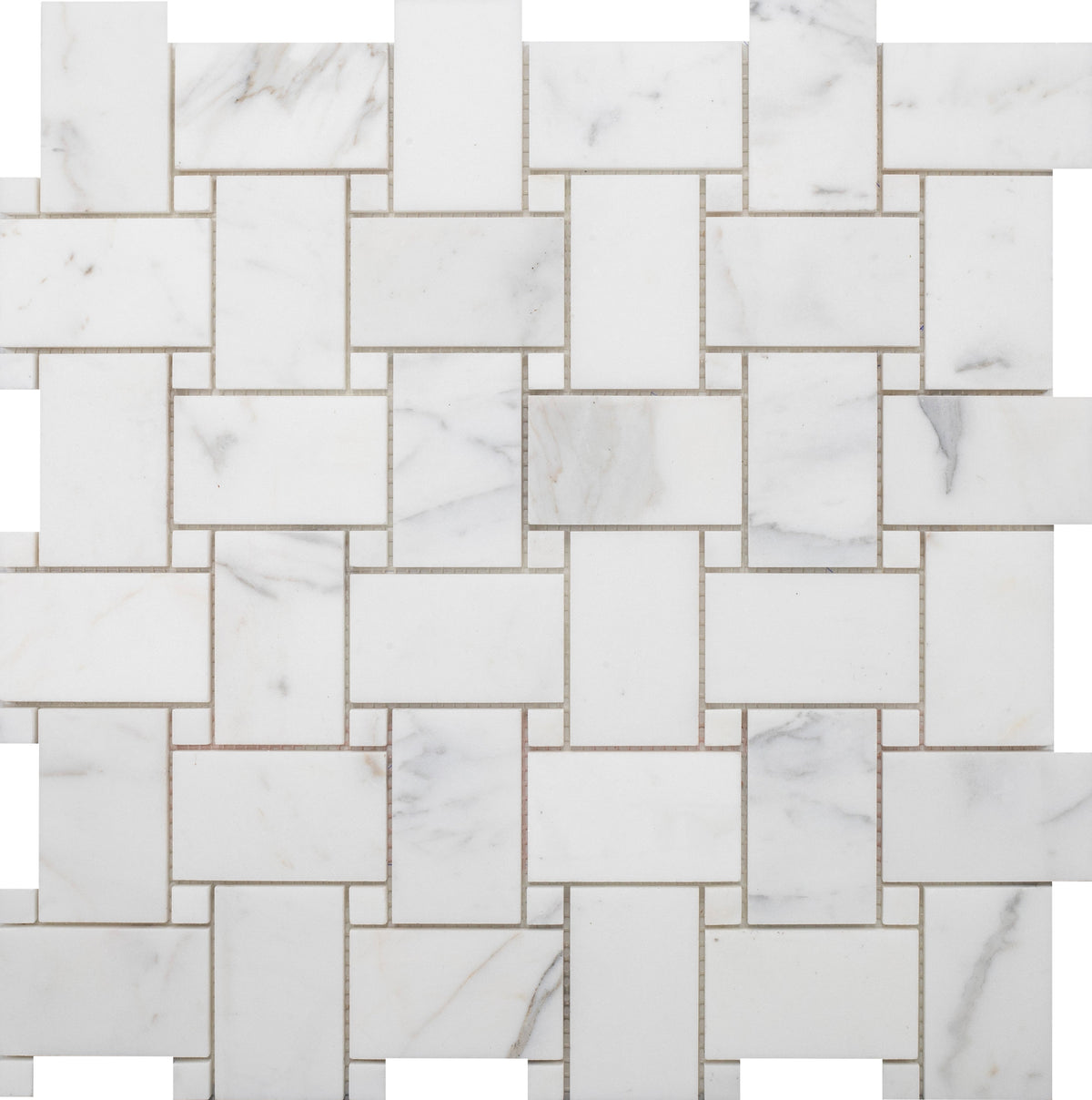 Statuario Extra Large Basketweave Honed Mosaic 