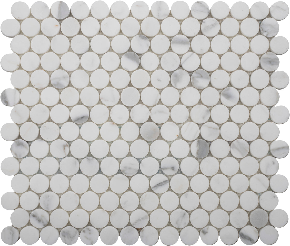Statuario Extra Penny Round Honed Mosaic 