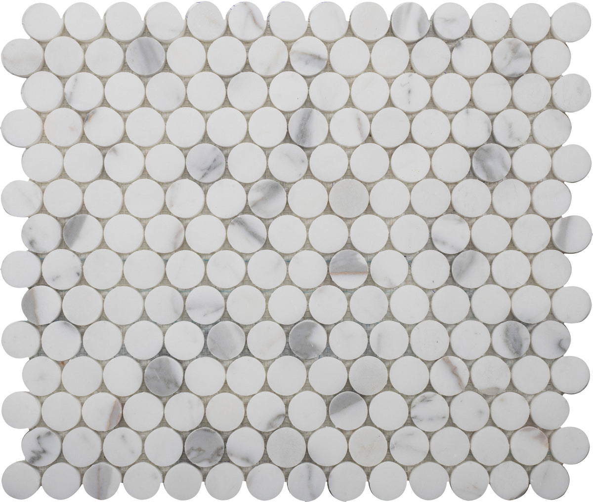 Statuario Extra Penny Round Honed Mosaic 