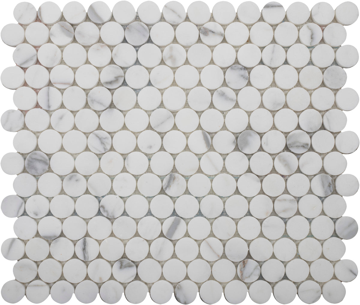 Statuario Extra Penny Round Honed Mosaic 