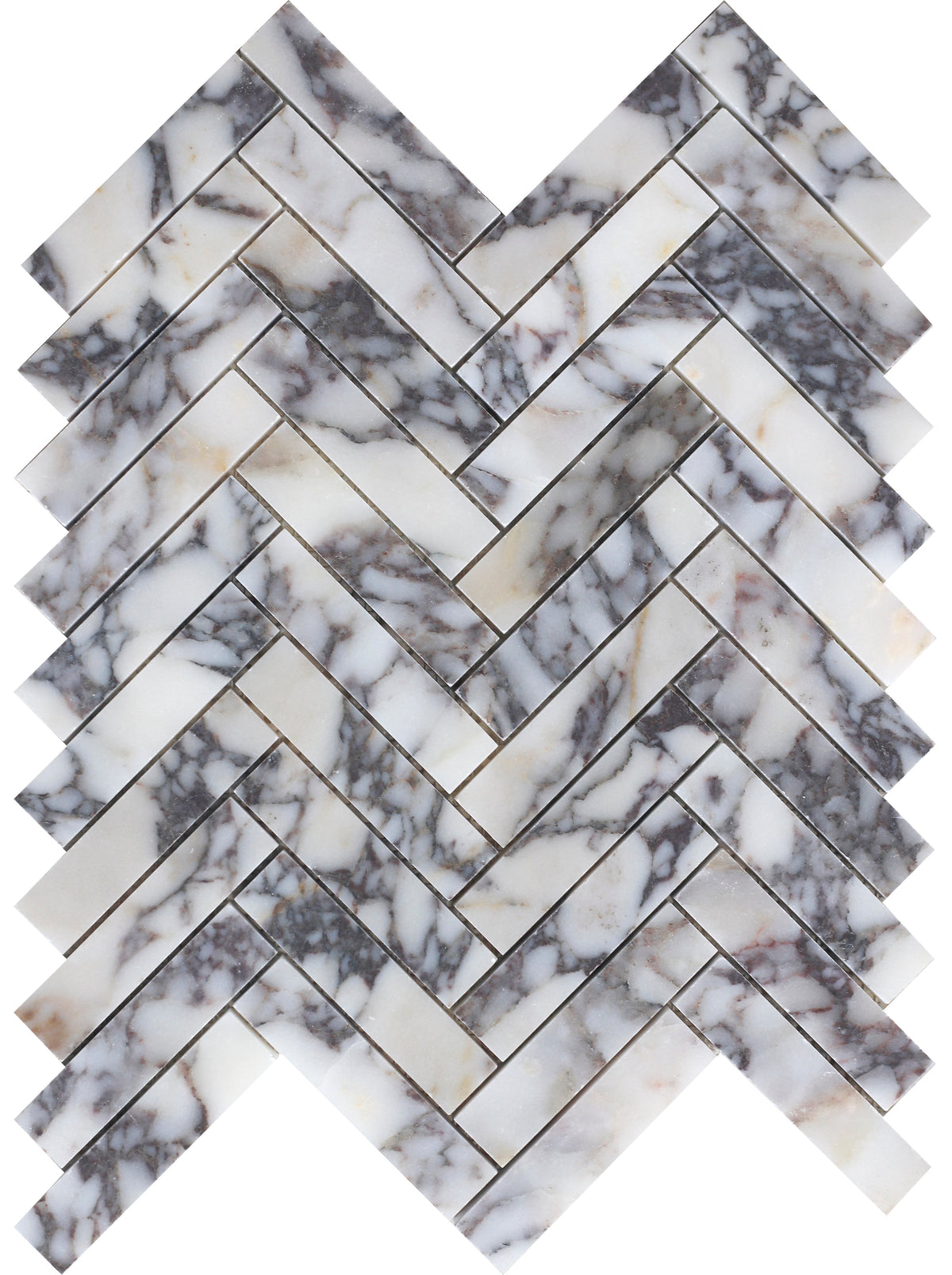 Calacatta Viola Herringbone 2.5 x 10 cm Honed Mosaic 