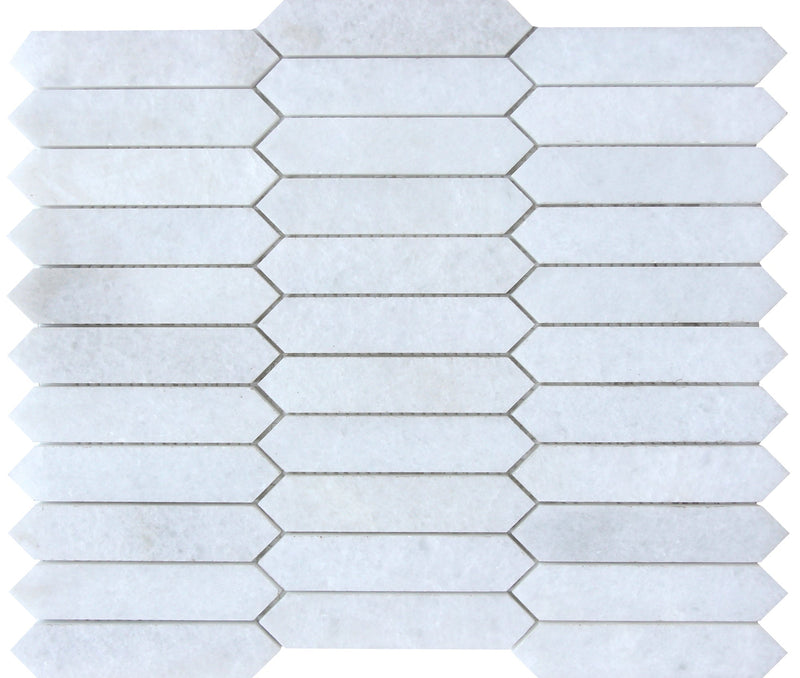 Snow White Picket 2.5 x 10 cm Honed Mosaic