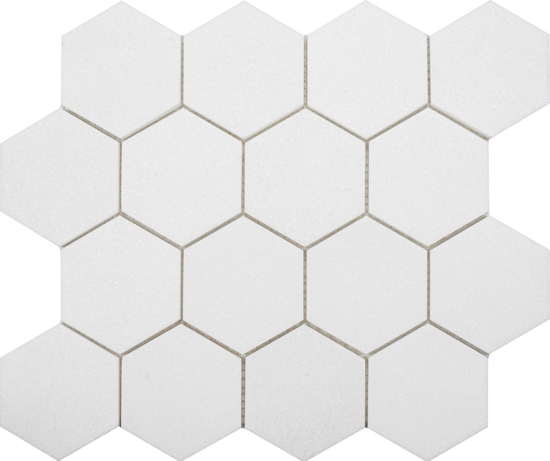 Thassos Hexagon 7.5 cm Honed Mosaic