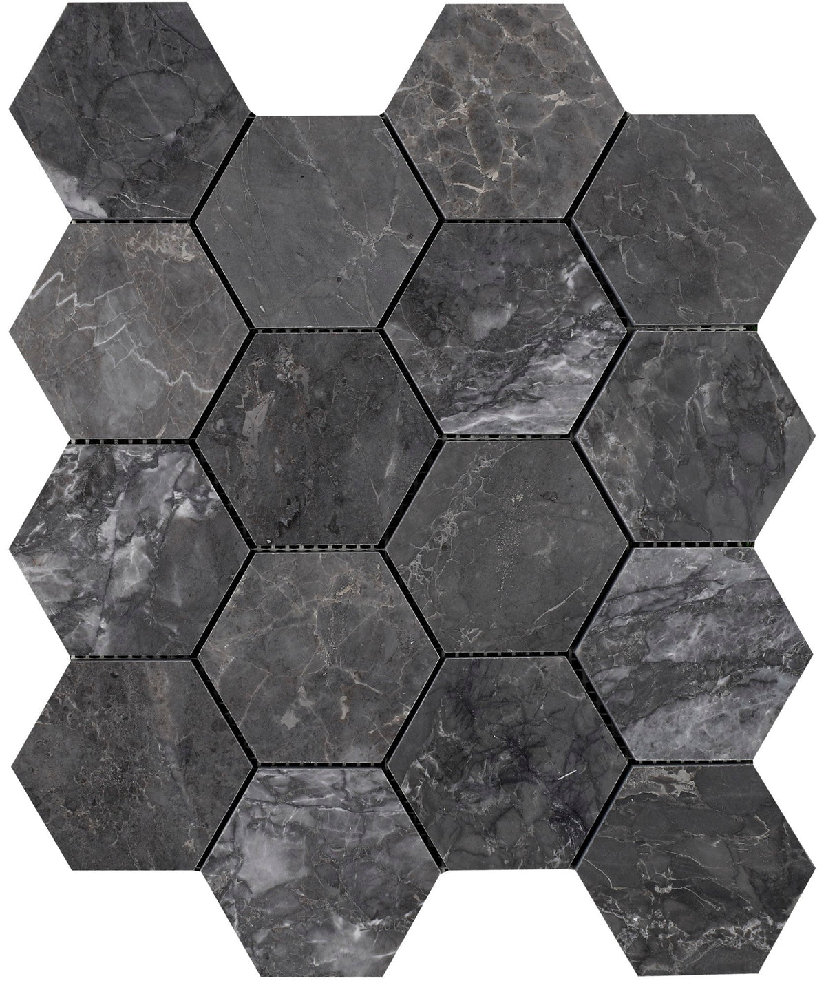 Lovina Grey Hexagon 7.5 cm Honed Mosaic 