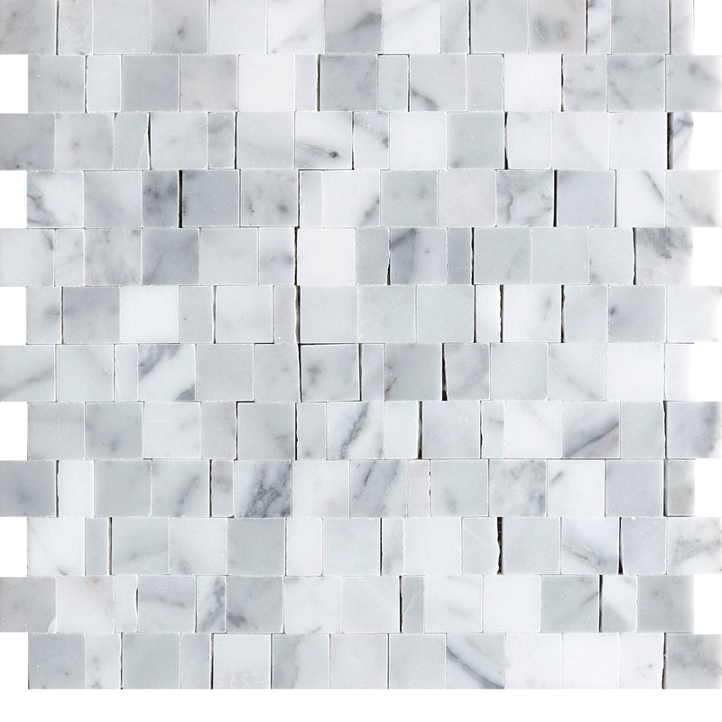 Statuario Broken Joint 004 Honed Mosaic