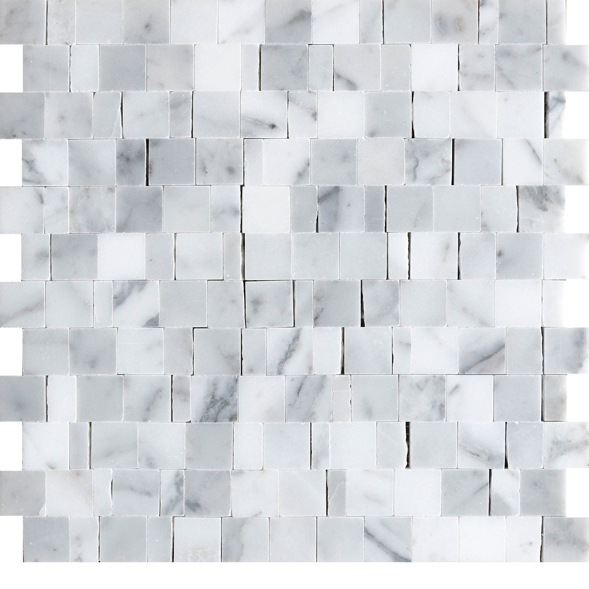 Statuario Broken Joint 004 Honed Mosaic 