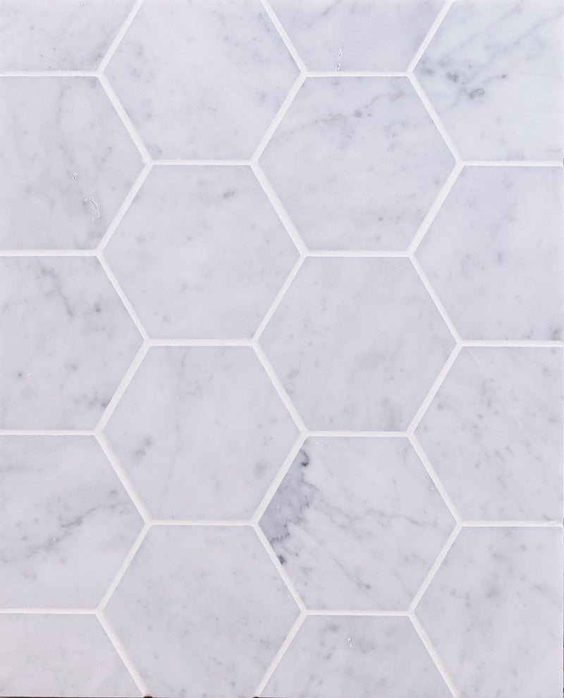 Bianco Carrara Hexagon 7.5 cm Honed Mosaic